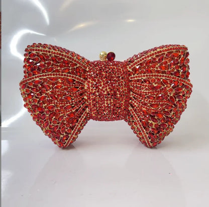 Rhinestone Green/Black Clutch Purse Bow Luxury Diamond Evening Clutches Wedding Bridal Bag