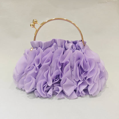 Red/White Bridal Flower Evening Clutch Bag Floral Wedding Party Purses
