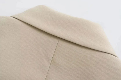 Women Double Breasted Loose Fitting Blazer Coat Vintage Long Sleeve Pockets Female Outerwear Blazer