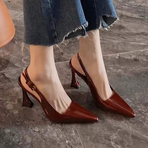 Summer Heel Sandals Fashion Pointed Toe Slingbacks Heels