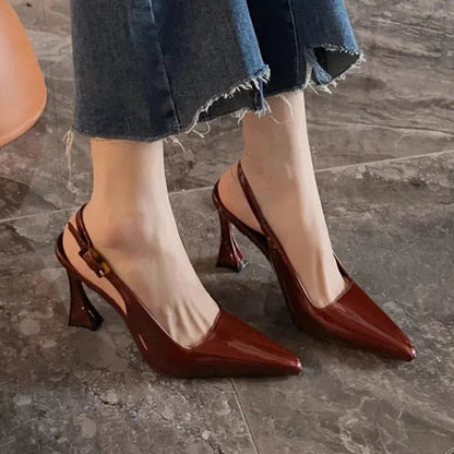 Summer Heel Sandals Fashion Pointed Toe Slingbacks Heels