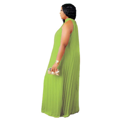 Plus Size Women Maxi Dress sleeveless Halter Hollow Out Maxi Dress