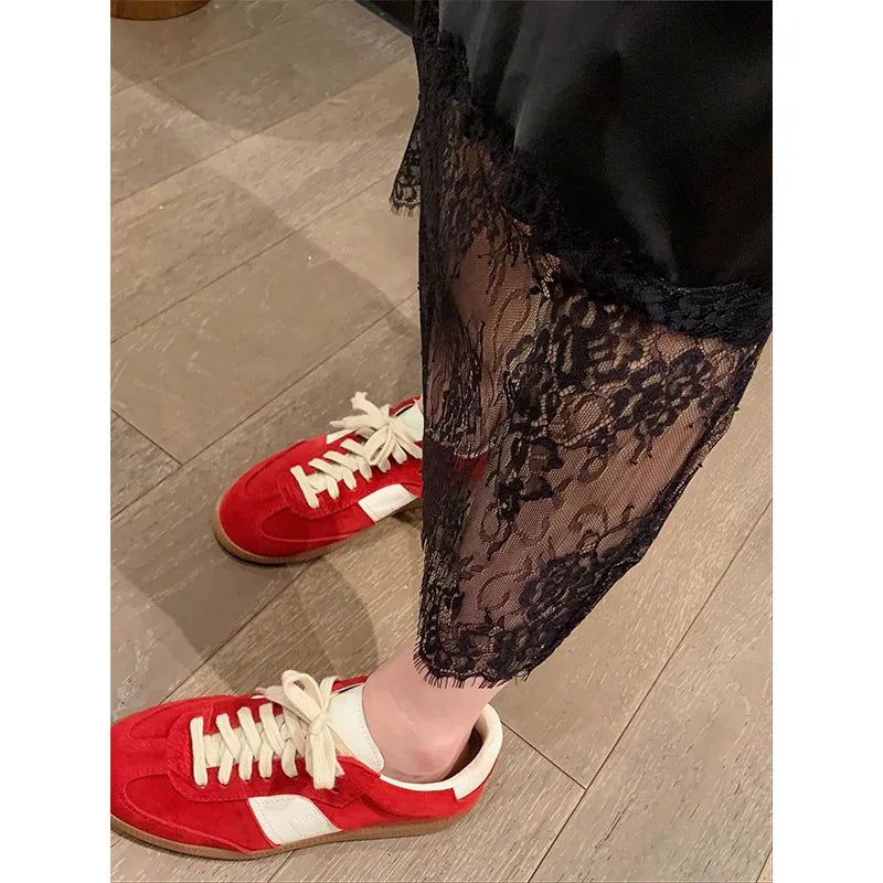 High Quality Lace Splicing Skirt for Women Commute Midi Skirt