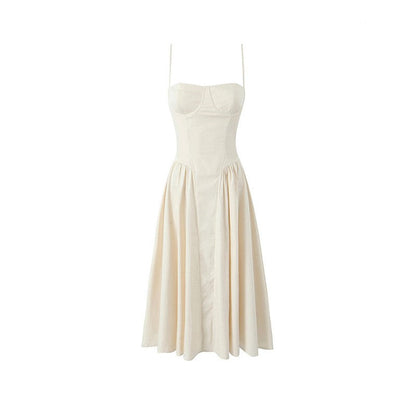 Ruched French Retro Square Collar Three-Dimensional Steel Ring Suspender Skirt