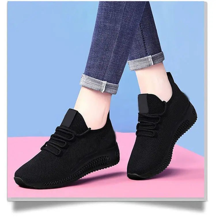 Women's Breathable Casual Shoes Running Shoes Black Sneakers Shoes for Women