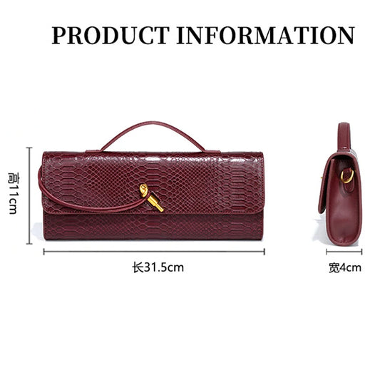 Luxury Design Top-Handle Bag For Women Evening Handbag Long Purse, Crocodile Pattern Crossbody Shoulder Bag