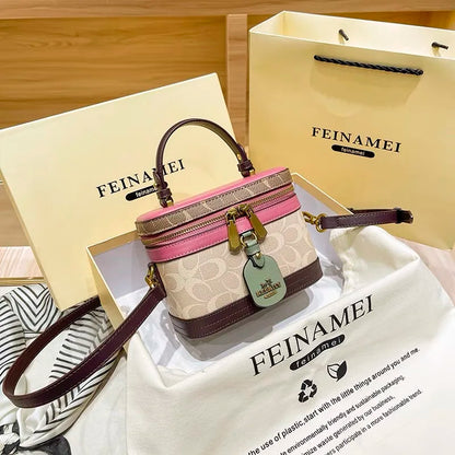 contrasting color women's bag, high-end carriage crossbody bag, portable box bag