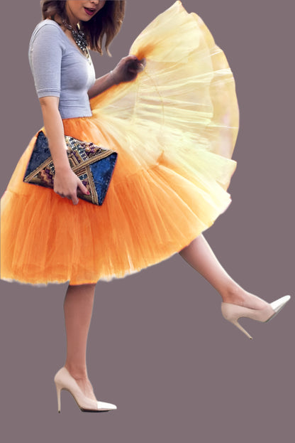 Fluffy Tulle Skirt Petticoat Adult Elastic Waist Underskirt Layers Bridal Midi Tutu Skirts Women Prom Evening