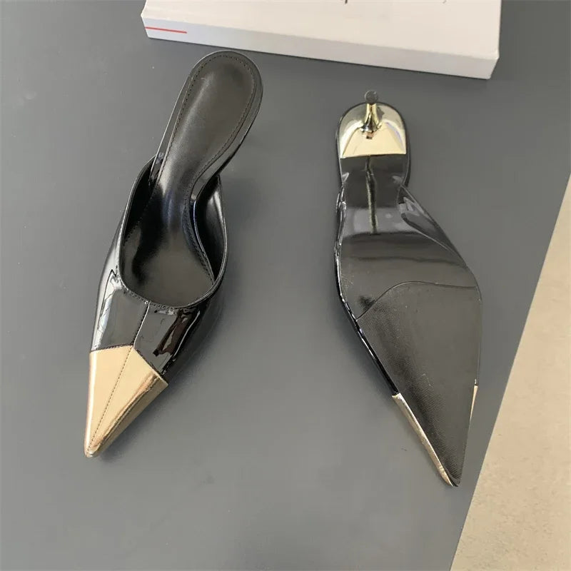 Pointed Toe Women Slippers Sexy Thin Heels Sandals Banquet Mule Shoes