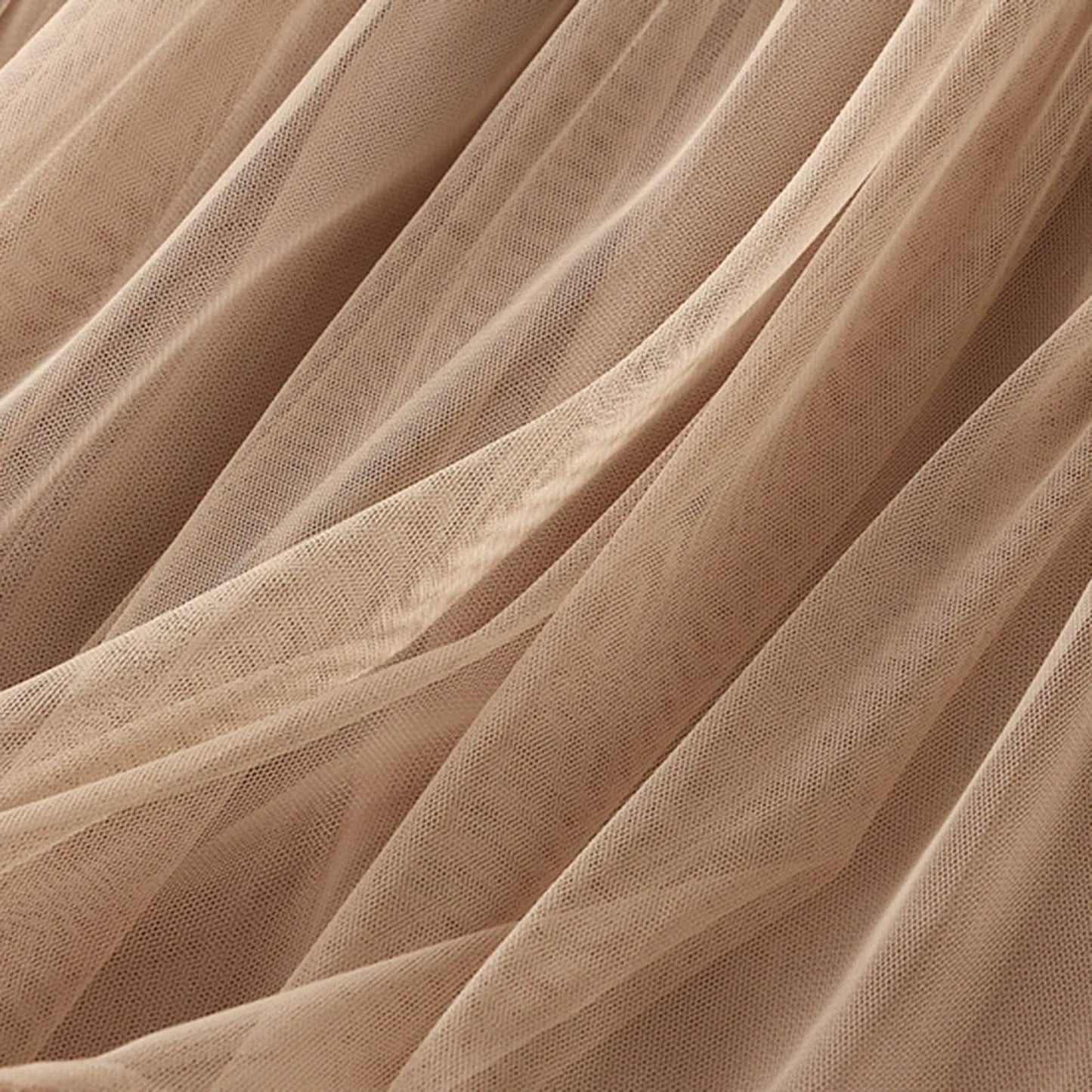 Skirts For Women Ladies A Line Layered Tulle Elastic Waist Midi Length High Waist Solid Mesh Skirt