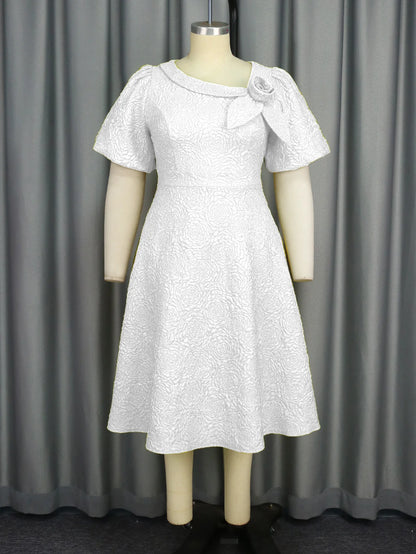 Women Plus Size Jacquard Dress A-Line Party Banquet Dress Cocktail Dress