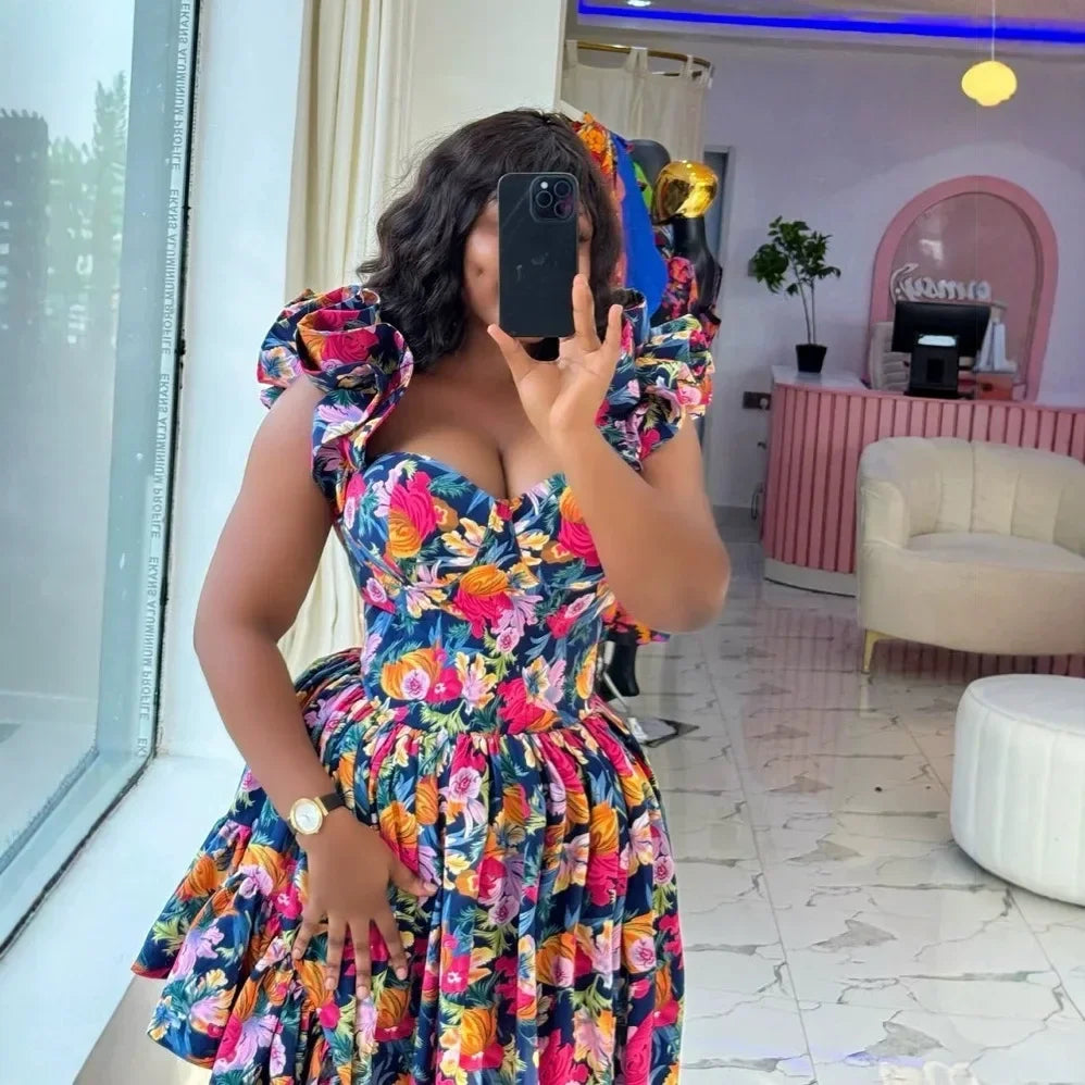 Women Summer Spring Africa Clothing Sleeveless Dress Sexy V-Neck Slim Dress