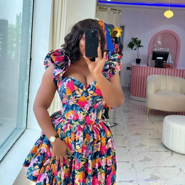 Women Summer Spring Africa Clothing Sleeveless Dress Sexy V-Neck Slim Dress