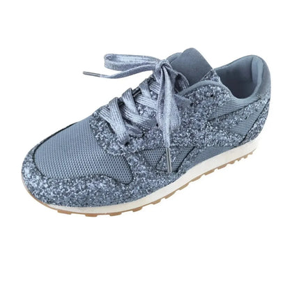 Women Flat Sneakers Casual Bling Vulcanized Shoes Women Mesh Lace Up Shoes