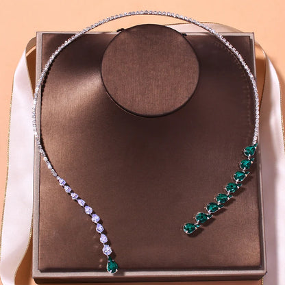 Vintage Open Rhinestones Collar Water Droplets Pendant Necklace