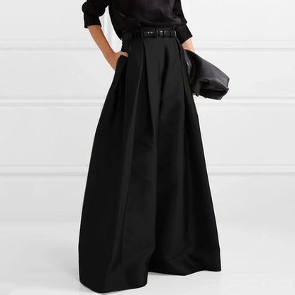 Urban Casual Loose High Waisted Solid Color Wide Leg Pants For Women Office Pants