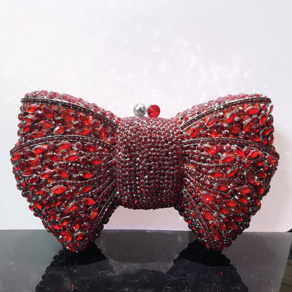 Rhinestone Green/Black Clutch Purse Bow Luxury Diamond Evening Clutches Wedding Bridal Bag