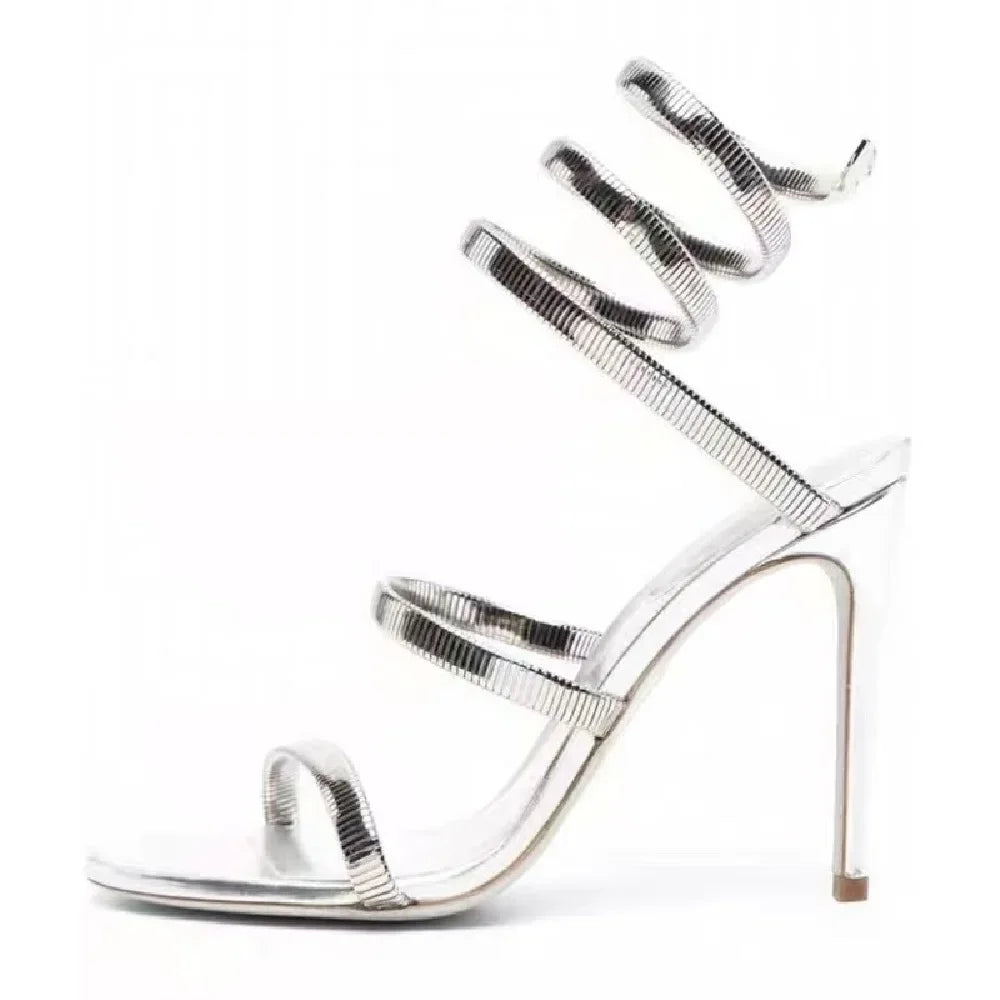 Ankle Strap Open Toe Narrow Band Women Sandals Thin High Heels Stripper Sexy Shoes