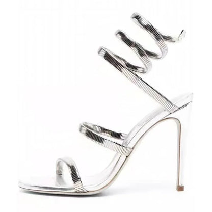 Ankle Strap Open Toe Narrow Band Women Sandals Thin High Heels Stripper Sexy Shoes