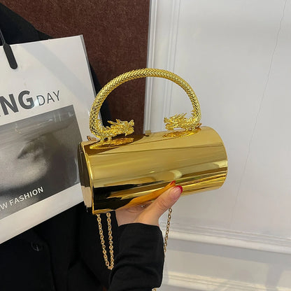 Designer Acrylic Clutch Bag Gold Silver Women Evening Party Bag  Shiny Metal Shoulder Crossbody Bags Luxury Small Purse