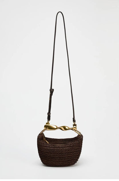 Summer Rattan Half-Moon Beach Straw Shoulder Bags Women's Straw Bucket Bag Purse Woven Straw Handbags Casual Tote Crossbody Bag