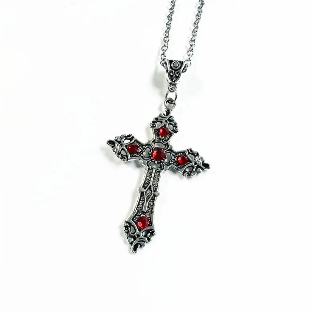 Simple Cross Gothic Baroque Christian Cross Pendant Necklace
