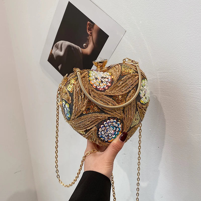 Luxury Gold Clutch Bags for Women Evening Purse Designer Crossbody Bag