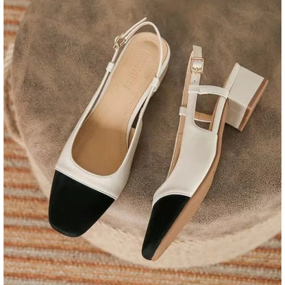 Women's Slip On Sandals Elegant Medium Heel Toe Mules Comfortable Office Shoes
