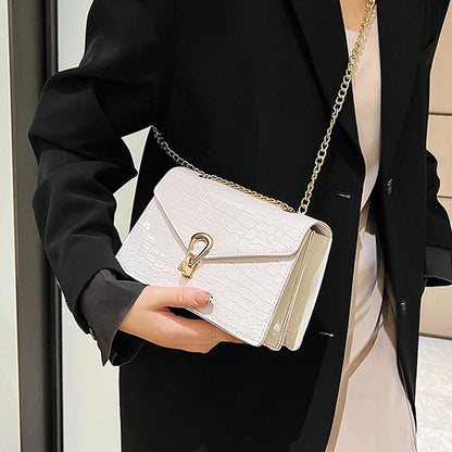 Crocodile Pattern Shoulder Bags For Women Chains Square Bag Crossbody Handbag