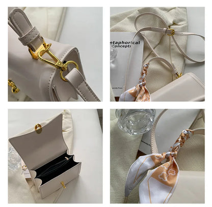 Scarf Bow Decor Lightweight Flap Bag, Business Casual Mini Women's Shoulder Bag