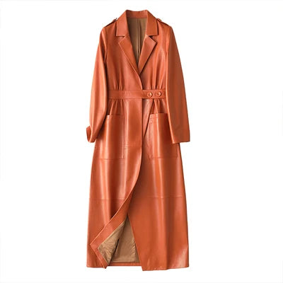 Women Long Soft Faux Leather Coat