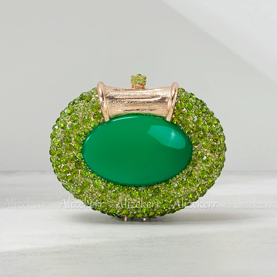 Oval Shaped Crystal Evening Bag Women Boutique Gorgeous Classy Diamond Clutch Purses And Handbags Bridal Wedding Party