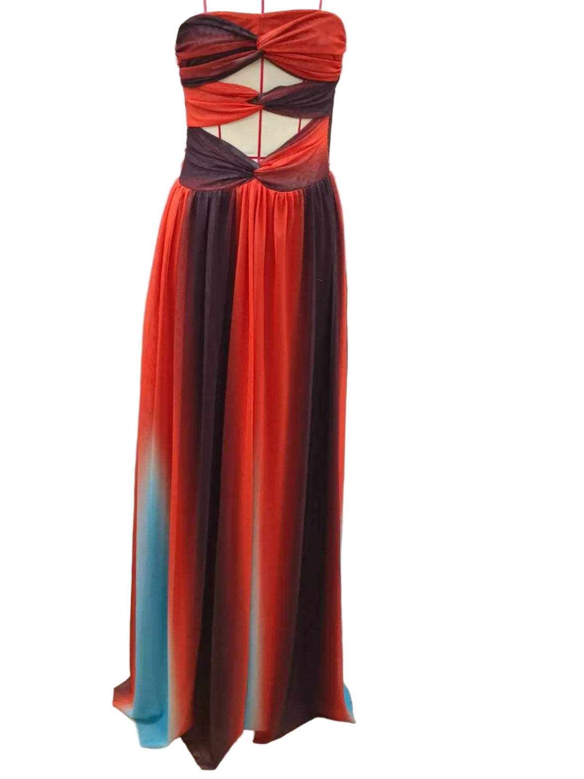 Tie-dye Gradient Hollow Out Women's Maxi Dress Elegant Off Shoulder Long Dresses