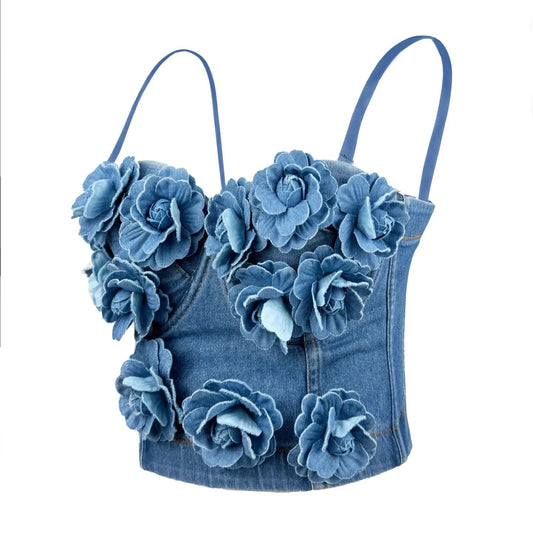 Women Denim Tank Tops Sexy Cowboy Bra Top Vest Corset Crop Top