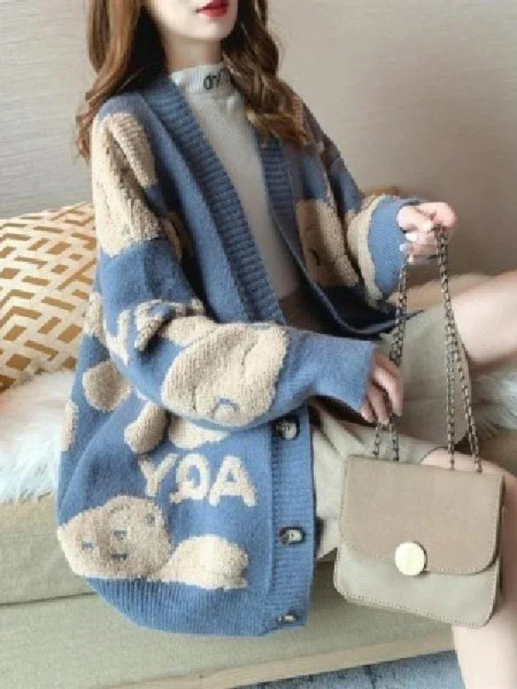 Cardigan Women New Fashion Casual Sweater Jacket Loose Knitting Warm Cardigan