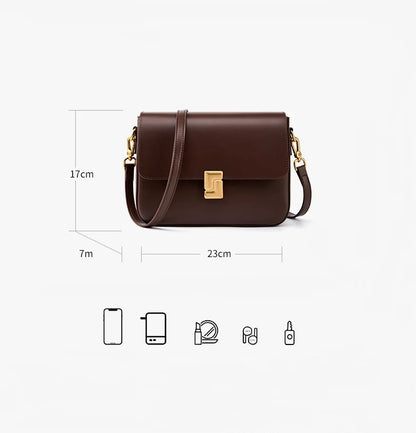 Genuine Leather Women Crossbody Bag Luxury Design Small Square Bag Cowhide Women's Bag