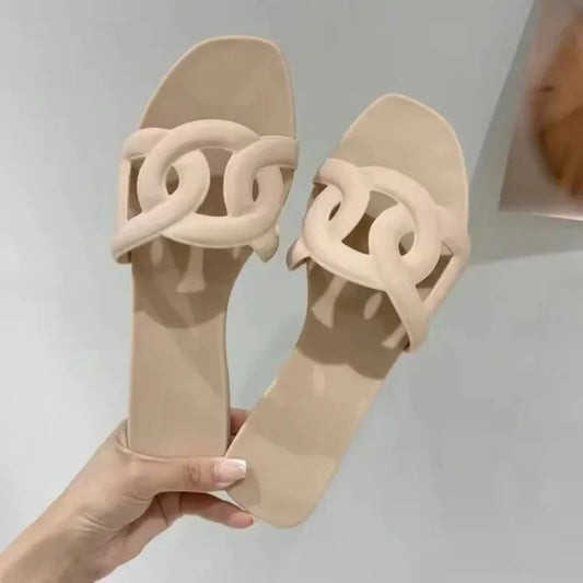 Women Dressy Flat Slippers Comfort Flip-flops Flat Slides Casual Summer Shoes