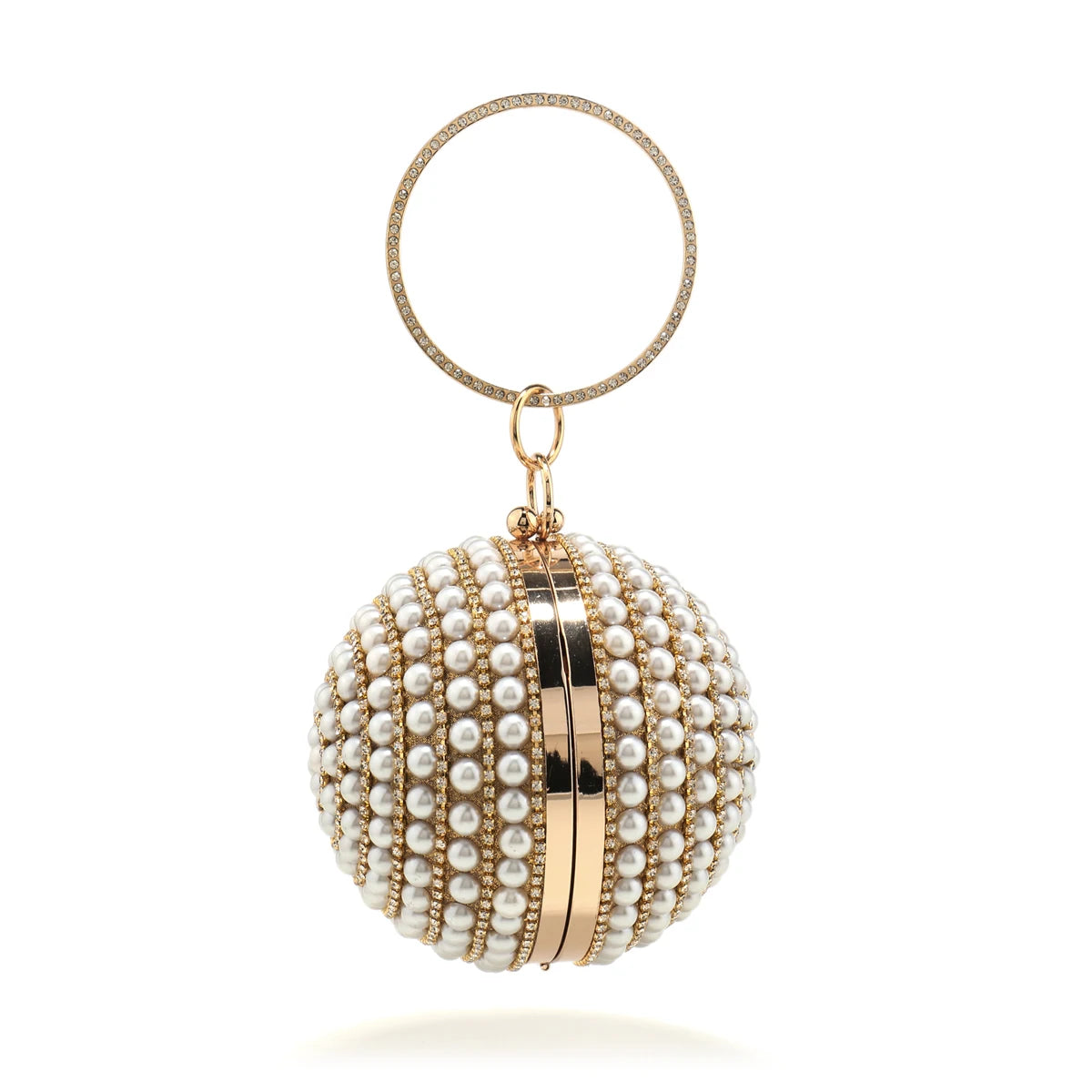 Party Pearl Clutch With Beaded Diamonds Evening Bag
