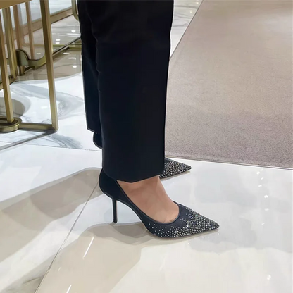 Mesh Pointed Shallow Mouth Sexy Pump Heels Stiletto Shoes Bridal Shoes