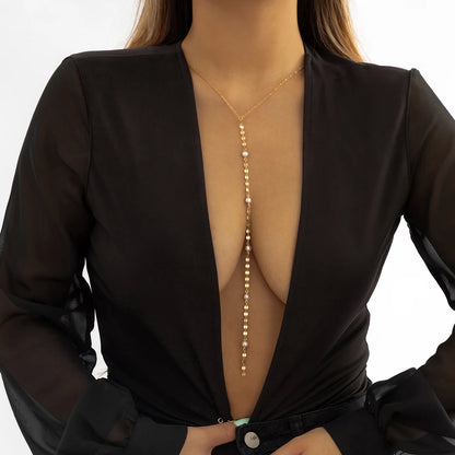 Women's Sexy Tassel Pearl Harness Chest Chain