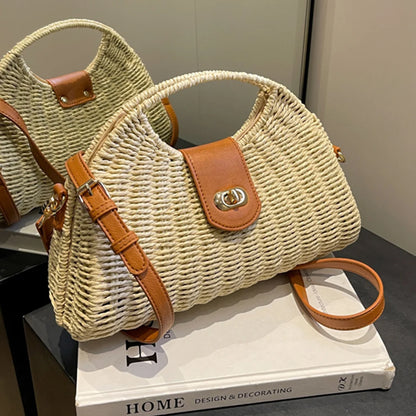 Women Crossbody Bags Handmade Summer Woven Shell Hand-Woven Bag
