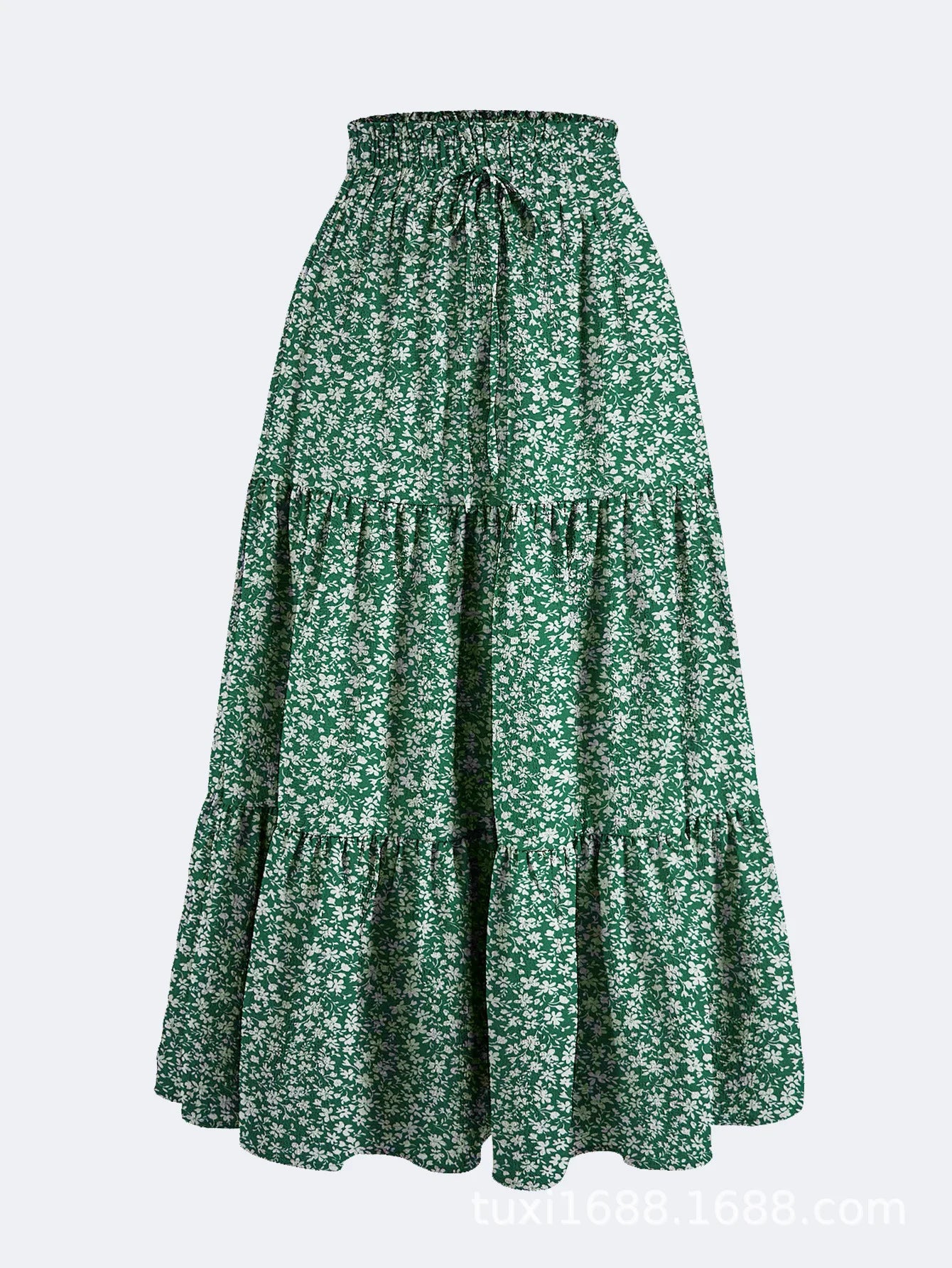 Women's Patchwork Solid Color Loose Skirt; Commuting Casual Cake Skirt; Elastic Waist Elegant Skirt
