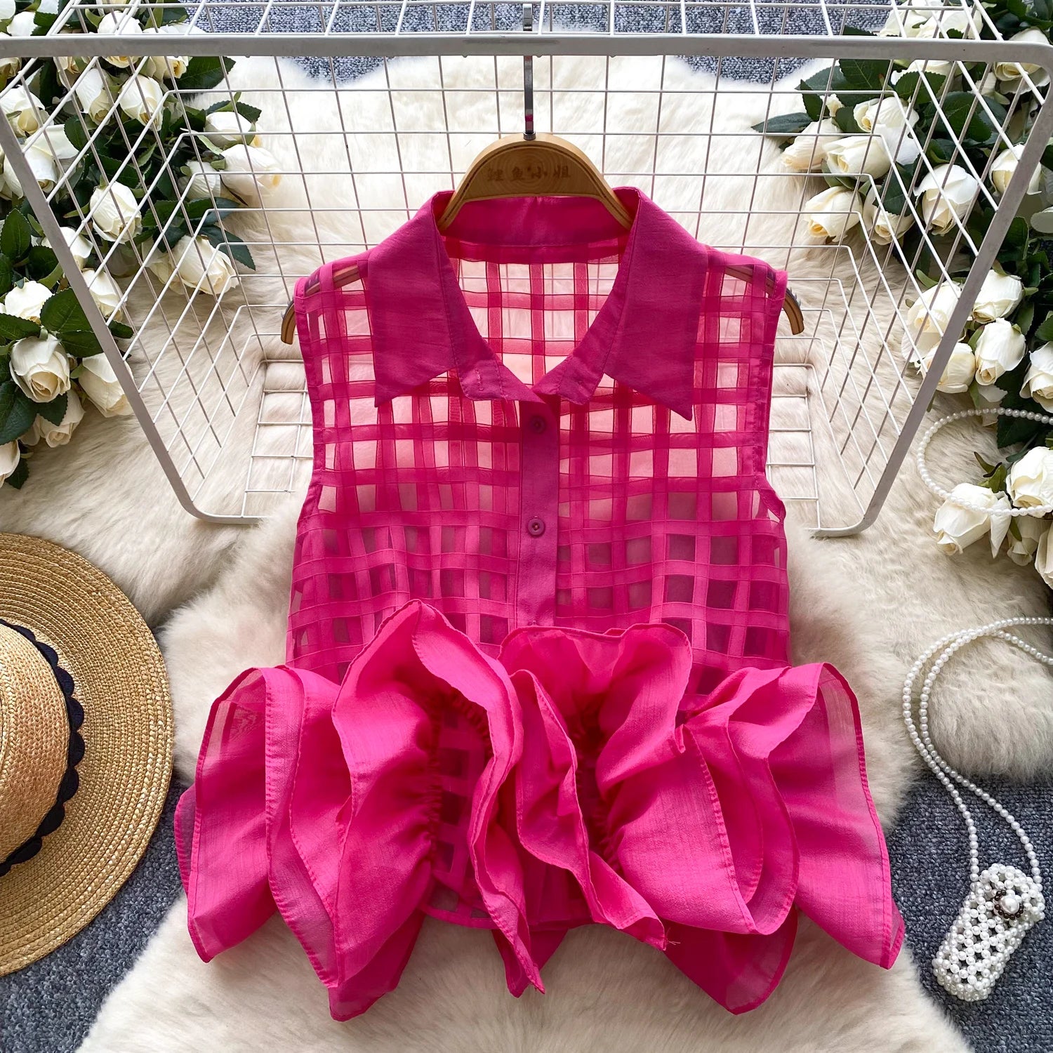 Vintage Bandage Lace Sleeveless Blouse Slim Elegant Korean Fashion Sexy Shirt