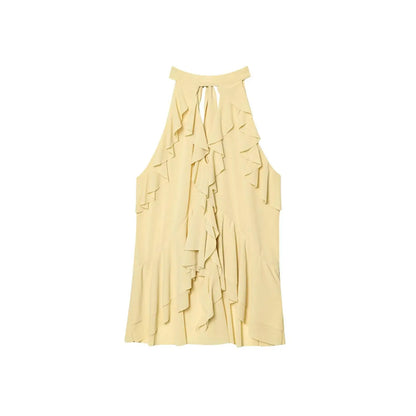 Summer Top Women Halter Blouse Ruffles Thin Causal Chic Tops