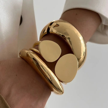 Exaggerated Punk Smooth Heavy Metal Chunky Bangles for Women
