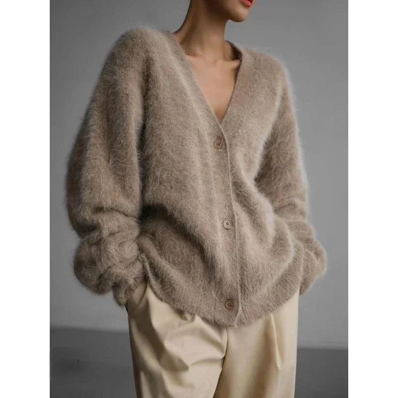 Women's Cardigans Korean Fashion V-neck Sweater Coat Long Sleeve Oversized Sweater