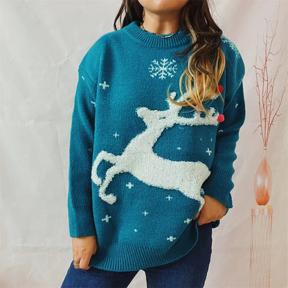 Jacquard Ball Christmas Sweater Pullover Round Neck Sweater