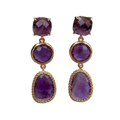 Natural Purple Amethyst Drop Women Dangle Earrings Stud Earring Holiday Wedding Jewelry Gifts