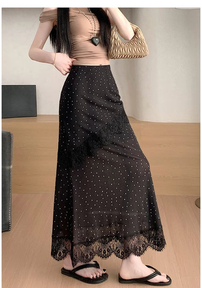 Polka Dot Lace Skirt Printed Women's Wrap Skirts for Women