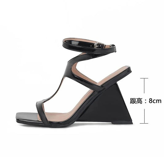 Female Sandals Open Toe Heels Buckle Strap Wedge